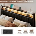 thumbnail image 6 of Merluxy LED Bed Frame with Drawers, King Platform Bed Frame with 2-Tier Storage & Leather Upholstered & Charging Station Headboard,Easy Assembly,Black, 6 of 7
