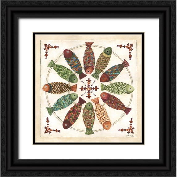 Shamp, Cindy 26x26 Black Ornate Wood Framed with Double Matting Museum Art Print Titled - Wild Fish