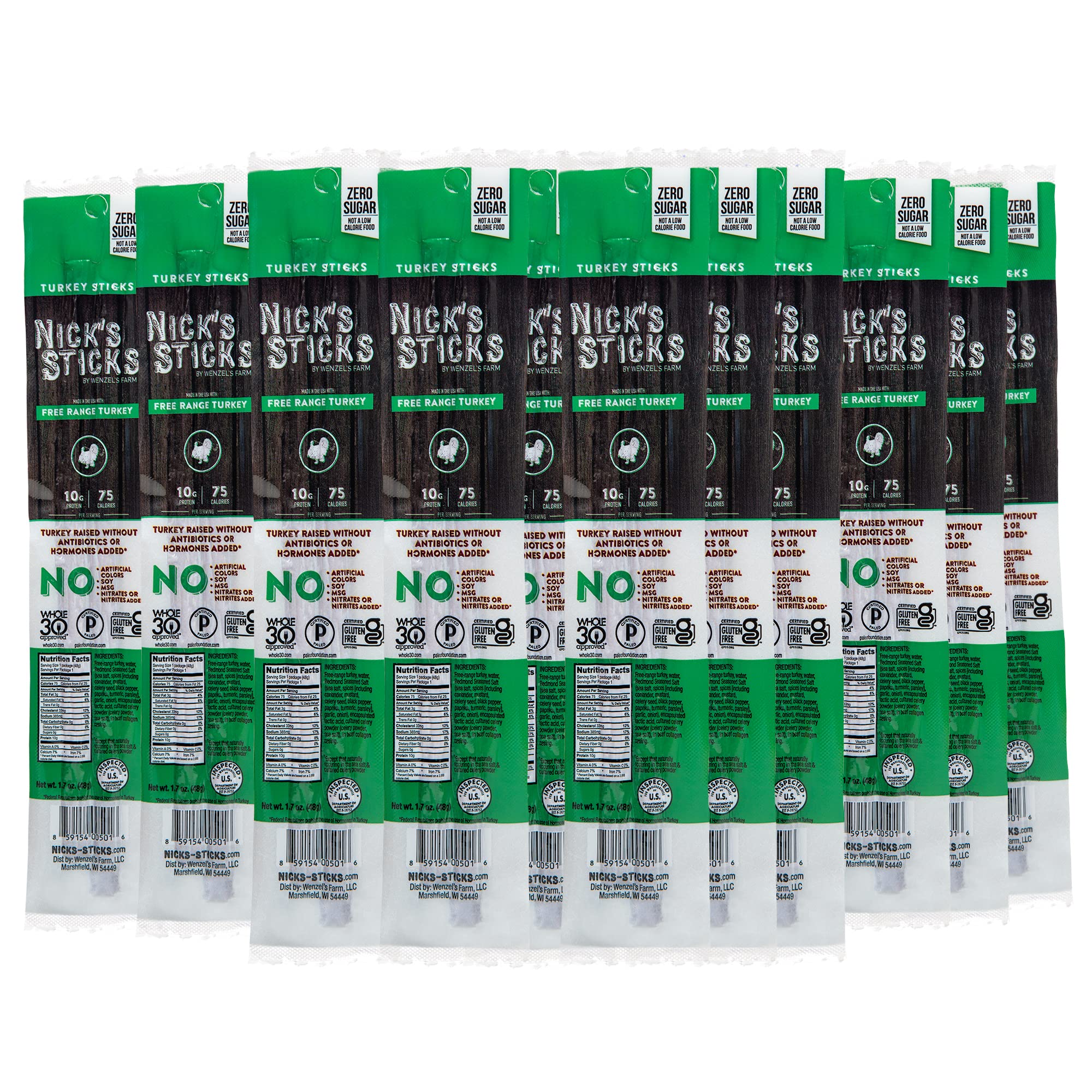Nick's Sticks Free Range Turkey Snack Sticks Made in the USA Gluten