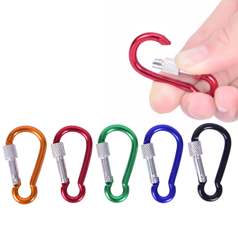 5Pcs/set Spring Lock Carabiner Snap Hook Hanger Locking Clip Keychain CampinP2a 