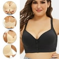 thumbnail image 5 of Gvdentm Women's Front Closure Bras Plus Size Printing Gathered Underwire Unlined Back Support Plunge Seamless Bra(Black,48F), 5 of 8