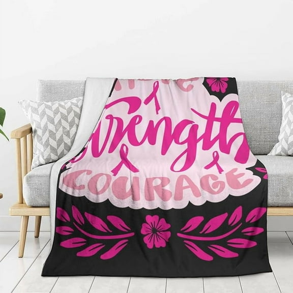 Breast Cancer Awareness Blanket Bed Throw Fleece Flannel Plush Blanket Gifts Decor for Sofa Couch