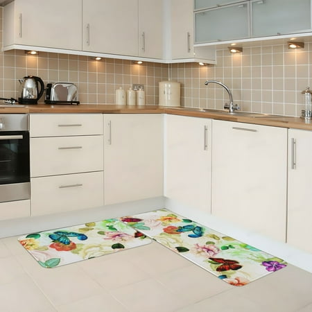 

Kitchen Mats for Floor 2 Piece - Floral Vintage Anti Fatigue Mats for Kitchen Floor Kitchen Rugs Non Slip Washable Mat for Home Kitchen Decor