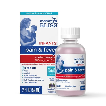 Mommy’s Bliss Infant Pain and Fever Relief, Acetaminophen, Berry Flavor, 2 fl oz