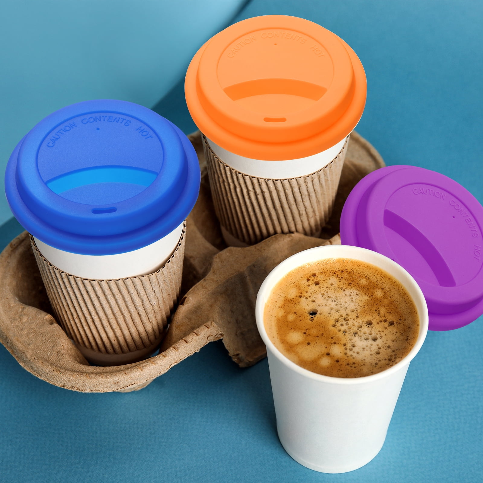 Unique Bargains Silicone Cup Lids Glass Cups Prevent Spills Temperature Black