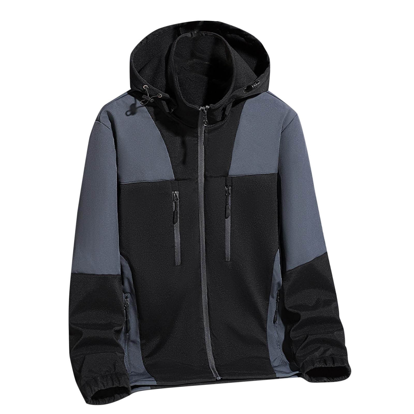 Mens Windbreaker Jackets Solid Color Hooded Three-in-one