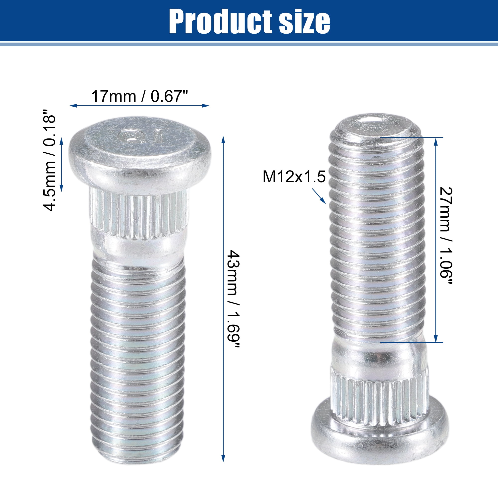 Unique Bargains Front or Rear Wheel Lug Stud for Honda Accord and for Acura EL M12x1.5