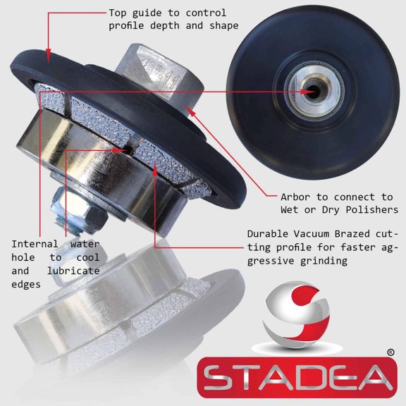 Stadea Stone Granite Diamond Profile Wheel - 3/16" For Hand Profiler Marble Bevel E5 Edges Grinding