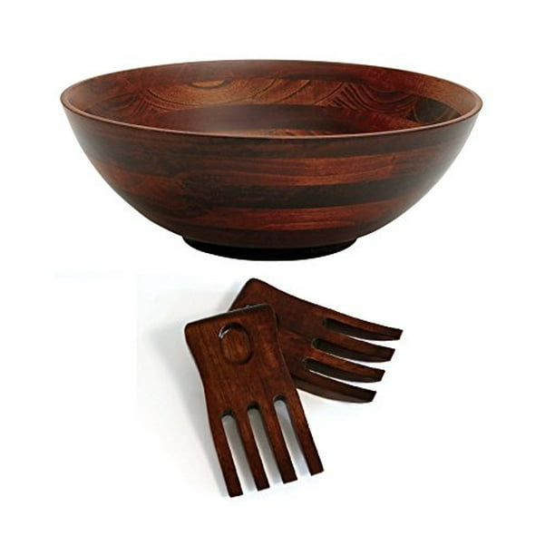 Lipper International Cherry Finished Footed Serving Bowl with 2 Salad