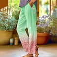 thumbnail image 2 of Kvture Beach Pants for Women Vacation Casual Boho Linen Pant Fashion Wide Straight Leg Lounge Trousers Red L, 2 of 5