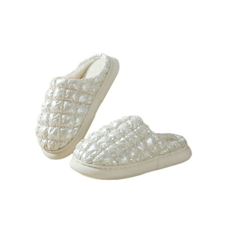 

Ymiytan Mens Non-slip House Shoes Indoor Outdoor Cozy Plush Lining Slippers Bedroom Breathable Winter Slipper Ivory 5.5-6