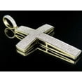 thumbnail image 4 of Men's 10K Yellow Gold Dome Cross Genuine Diamond Pendant Charm 0.30 Ct 1.8", 4 of 7