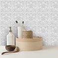 thumbnail image 2 of Azulejo de Pared Autoadhesivo SVNOOC 20x20cm Floral Plata 10 unidades, 2 of 7