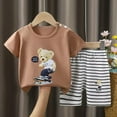 thumbnail image 2 of Bovxnpu Boys Girls Pajamas, Boy's Cotton Short Sleeve T-Shirt and Short Set, Children's Summer Thin Home Clothes Cute Printed T-shirt+shorts Casual Two-piece Set 2-3 Years, 2 of 4