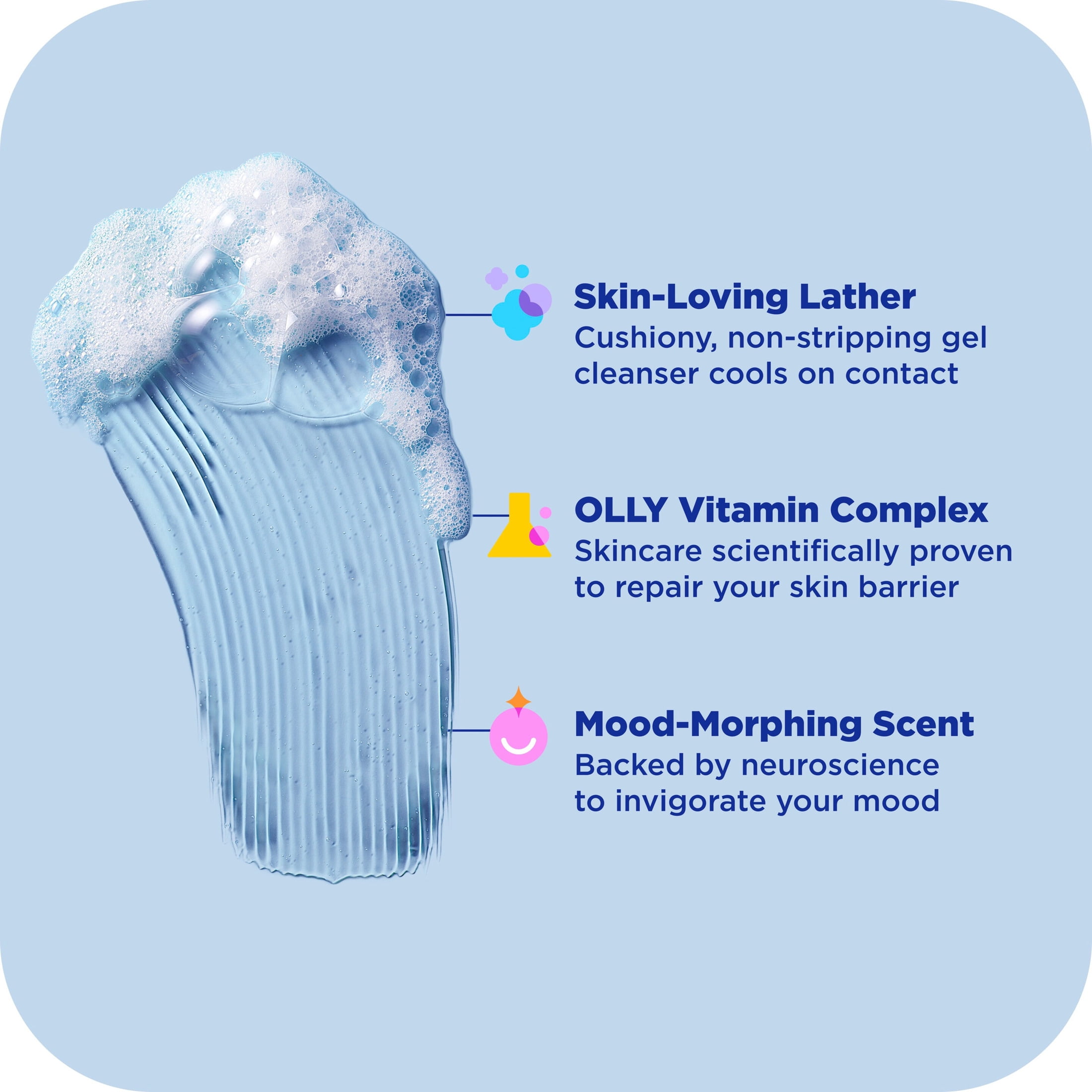 OLLY Body Wash Infused with Arnica & Vitamin B12 Cool Mood + Skin Hydrates & Cools Skin 17 FL oz