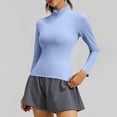 thumbnail image 7 of thefmos Women's Half Zip Athletic Top Long Sleeve Slim Fit Solid Color Pullover Tops Running Yoga Gym Workout Outfit, Light Blue M, 7 of 7