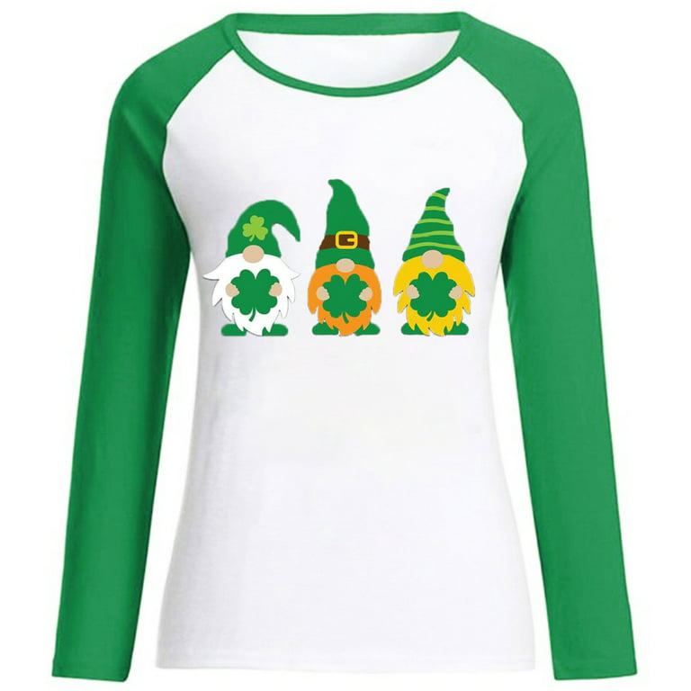 HAPIMO Rollbacks Women's St.Patrick's Day Shirt Raglan Sleeve Shirts for  Women Crewneck Tee Shirt Clover Letter Print Pullover Cozy Casual Tops  Lucky Green Day Gifts Green XL 