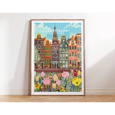 POSTER Amsterdam Poster, Netherlands City Travel Print, Amsterdam Wall Art, Amsterdam Wedding Gifts, City Poster, Personalised Gifts-UNFRAMED