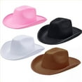 thumbnail image 2 of TELOLY Cowboy Hat,Fashionable and Casual Design Cowgirl Hat,Structured Wide Brim Safari Hat,White, 2 of 5