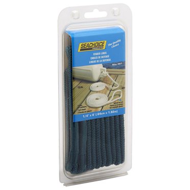 Seachoice Braided Bumper Fender Line, 1/4 In. X 6 Ft., Teal Green