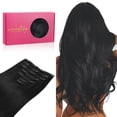 thumbnail image 1 of Extensiones de cabello humano con clip Wennalife, 18 cm, 120 g, color negro azabache, 1 of 6