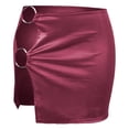 thumbnail image 5 of Leather Pencil Skirt for Women Slimming Faux Leather Side Slit Bodycon Mini Skirt Clubwear, 5 of 7