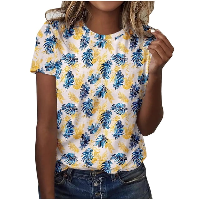 COM1950s Shorts pour Femmes, Blouses pour Femmes, Mode Féminine Blouses Imprimées Manches Courtes T-Shirt Col Rond, Blouses pour Femmes Mode, Blouses pour Femmes Mode, Blouses Manches Courtes pour Femmes