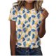 thumbnail image 1 of Camisetas de Manga Corta para Mujeres Moda Impresa Cuello Redondo Camiseta, Lentejuelas Detalle para Primavera Verano Casual Y Fiesta, 1 of 8