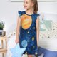 thumbnail image 4 of Fotbe Planets And Stars1 Vestido de Dormir para Niñas de 3 a 10 Años, Mangas Cortas, Estilo Princesa, Pijama Camisón con Mangas Voladas-Small, 4 of 6