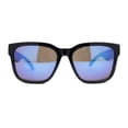 thumbnail image 2 of Kush Color Mirror Mens Oversize Horn Rim Hipster Sport Plastic Sunglasses Shiny Black - Blue Mirror, 2 of 4