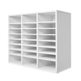 thumbnail image 2 of Literature Organizer, 24 Compartments Office Mailbox with Adjustable Shelves, Wooden Mailbox Sorter Medium Density Fiberboard Office Home Classroom Storage for Files, Documents, Papers, White, 2 of 7