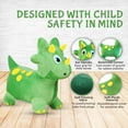 thumbnail image 4 of Plush Green Dinosaur Bounce & Ride-on Inflatable Hopper Toddler Toy with Pump, 4 of 5