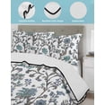 thumbnail image 4 of Quilts Queen Size, Boho Leaf Soft Comforter Bedding Set for Bed, Teal Green Spring Farmhouse Pastoral Tribal Lightweight Quilted Bedspread with Pillow Cover(2 Pieces) for All Season, 90x96 Inch, 4 of 6