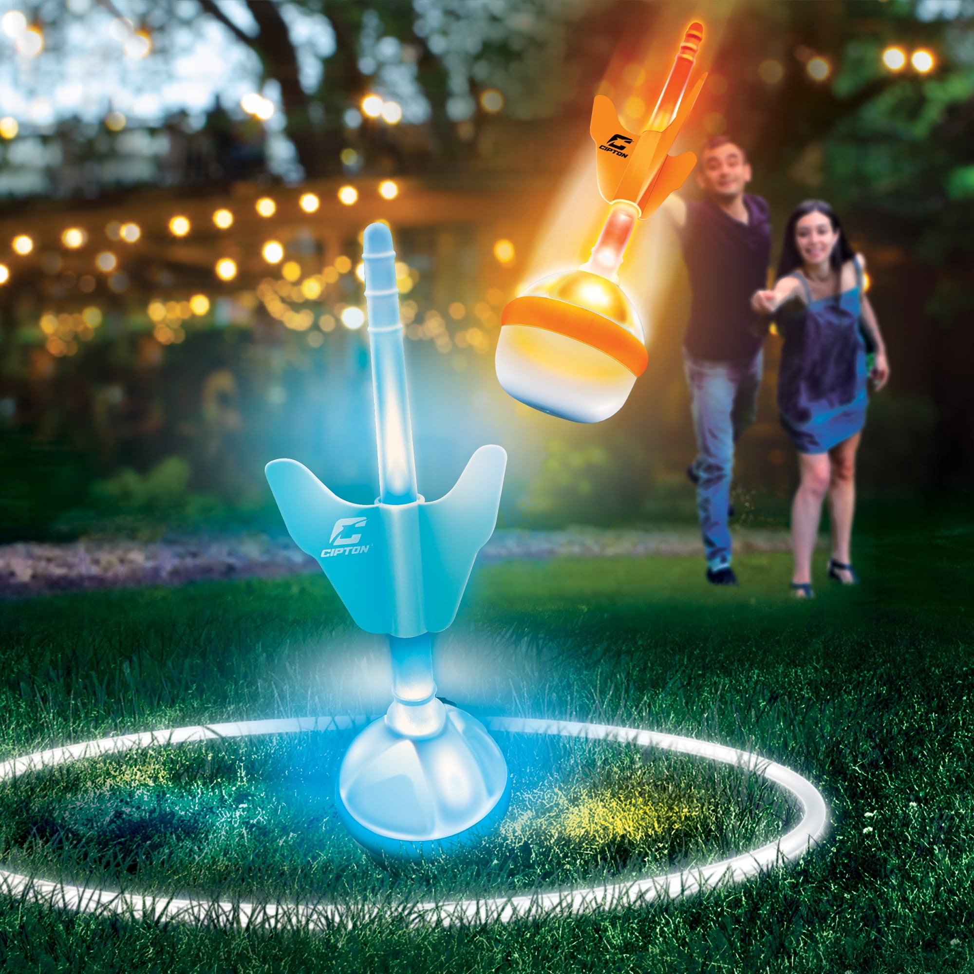 CIPTON LED Lawn Darts, 4 Blue/Orange LED Darts