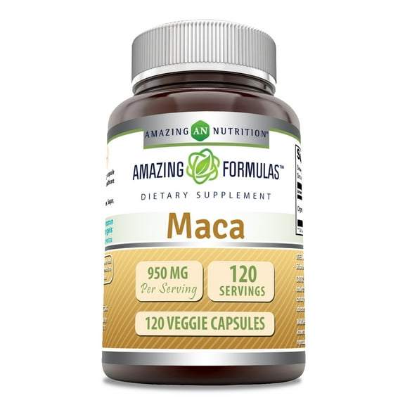 Amazing Formulas Maca 950 Mg Per Serving 120 Veggie Capsules Supplement | Non-GMO | Gluten Free | Made in USA | Suitable for Vegetarians