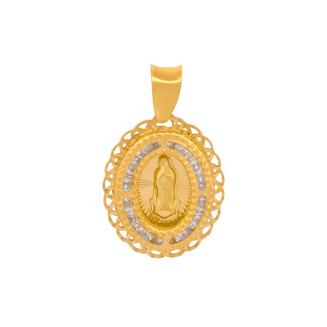 Dije Medalla Virgen De Guadalupe Oro 10k Sólido Casa del Anillo Bautizo Bebe amarillo 00