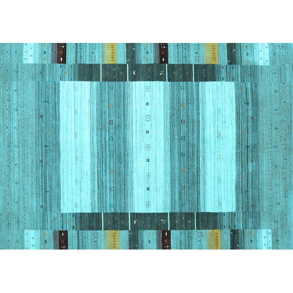 Ahgly Company Indoor Rectangle Abstract Light Blue Contemporary Area Rugs, 7' x 9'