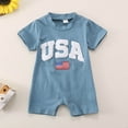 thumbnail image 3 of Kids Rompers Boys Girls Short Sleeve Independence Day Letter Print Romper Girls' Jumpsuit Blue 0 Months-33 Months, 3 of 6