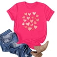 thumbnail image 5 of Camiseta de Manga Corta de Cuello Redondo con Patrones de Corazón de Moda de las Mujeres para Diario, Fiesta, Primavera Y Verano, 5 of 5