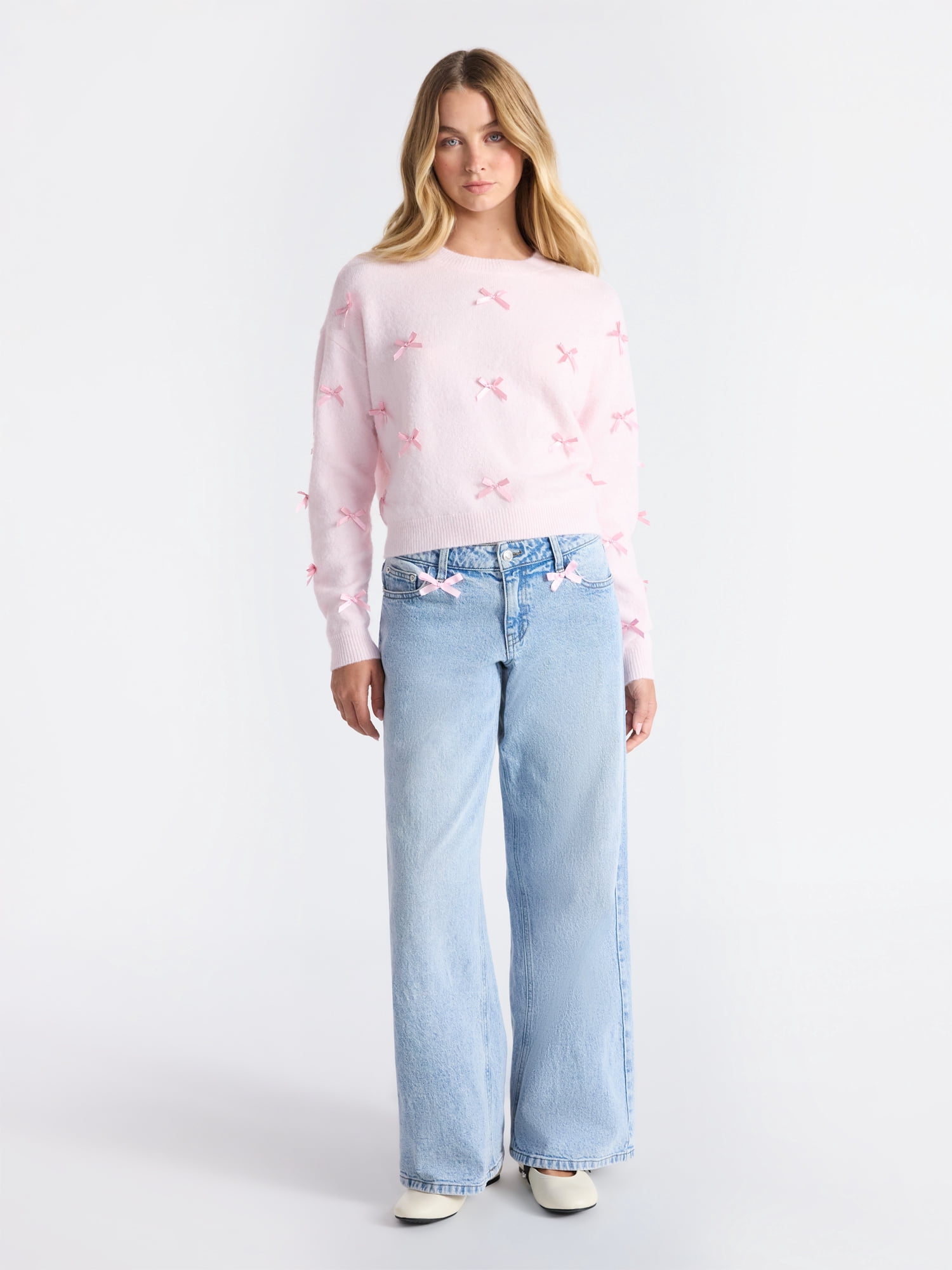 No Boundaries Bow Sweater, Lightweight, Women's