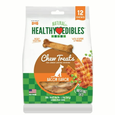 UPC: 0018214821243 | Nylabone Healthy Edibles Natural Bacon Flavored Dog Treats Medium 12 Count
