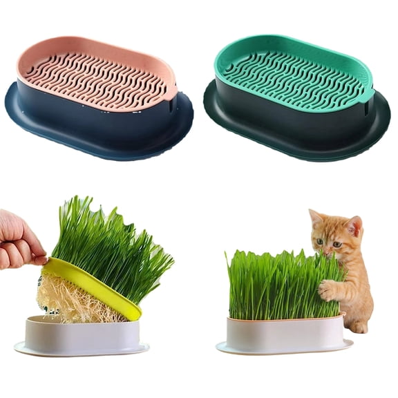 Cat Grass Planter for Indoor Cats (No Seeds Included) Hydroponic Pet Grass Seeds Growing Trays Soilless Wheatgrass Planting Pot