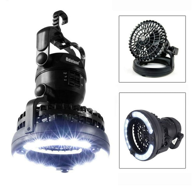 Odoland Portable LED Camping Lantern with Ceiling Fan Hurricane
