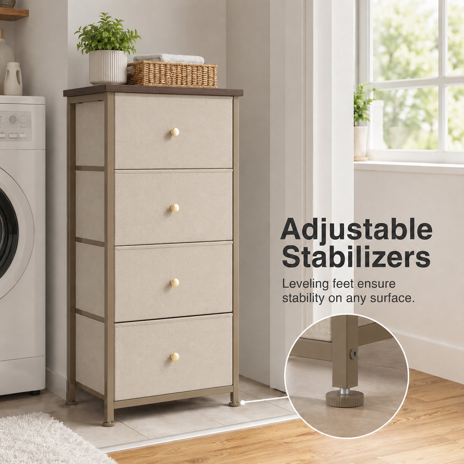 Alvantor Dresser Nightstand for Bedroom, 4-Drawer Fabric Dresser Storage Tower, Space-saving tower, Bedroom or closet use, Chest of drawers for small spaces