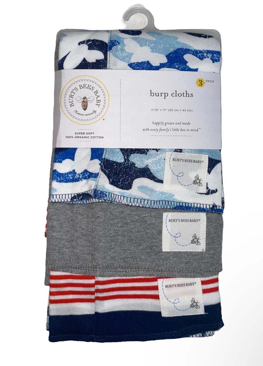 Burt's Bees Baby Burp cloths Super Soft 100 Organic Cotton 3 pack