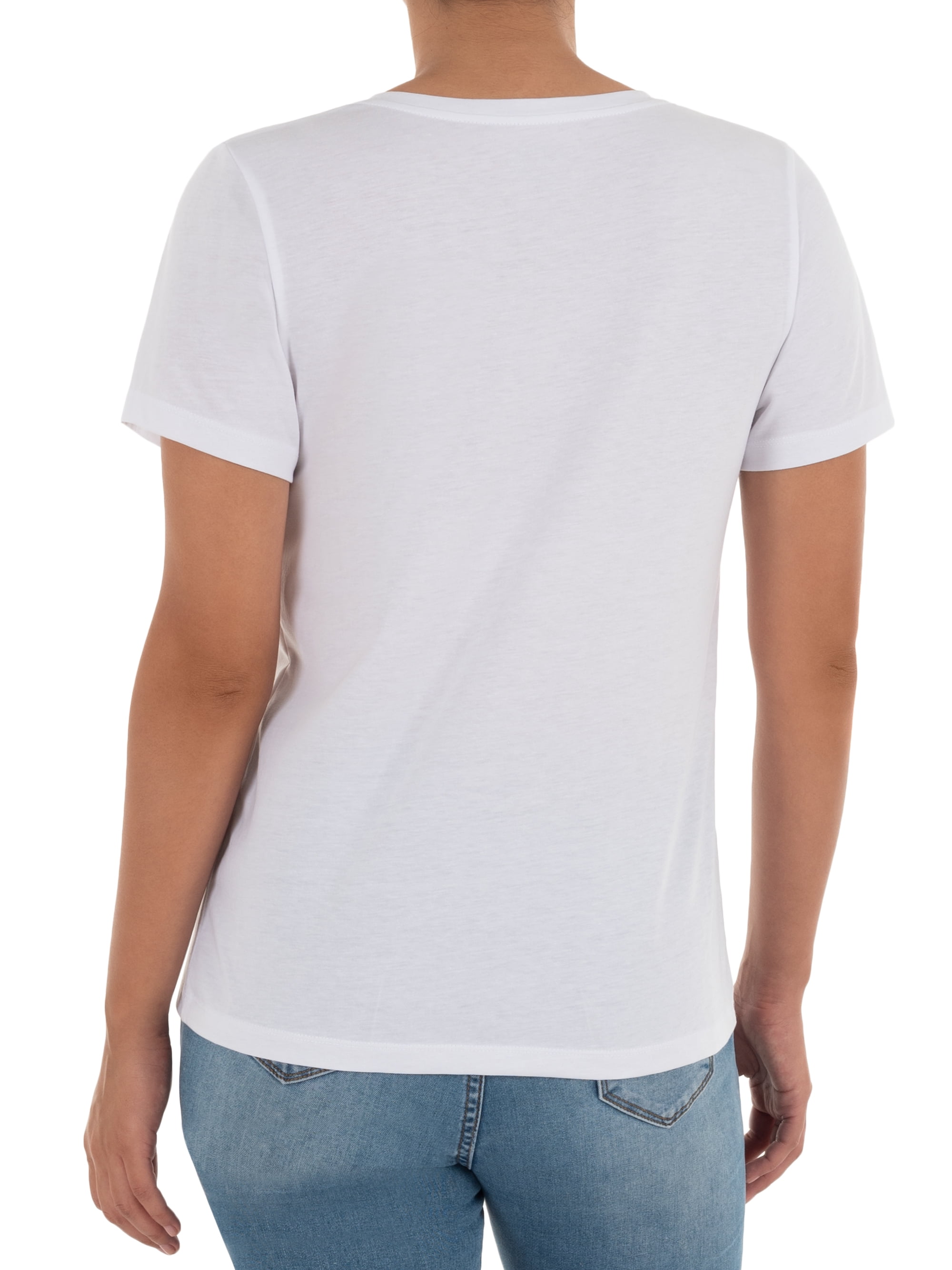 Time and Tru Women's Pima Cotton Blend V Neck Tee, 2-Pack, Sizes XS-XXXL