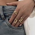 thumbnail image 2 of Anillo YEEZII chapado en oro grueso de 18 quilates para mujer, juego de 5, 2 of 9