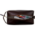 thumbnail image 3 of Leather Buffalo DoppKit Toiletry Travel Unisex Toiletry Cosmetic Pouch Shaving Kit Men Women (BROWN), 3 of 5