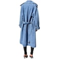 thumbnail image 4 of Spring Fall Long Sleeved Women Solid Lapel Double Breasted Long Denim Coat Trenchcoat, 4 of 6