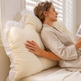 thumbnail image 6 of QISIWOLE Beige Dorm Twin Headboard Wedge Pillow, 39in Handmade Support Backrest Large Bolster Cushion with Two Large Side Pockets and Removable Cover, 6 of 7